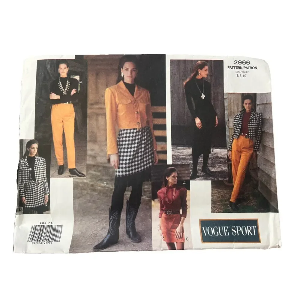 HTF Vogue Sport 2966 Pants Shirt Skirt Jacket Ralph Lauren Style Sewing Pattern